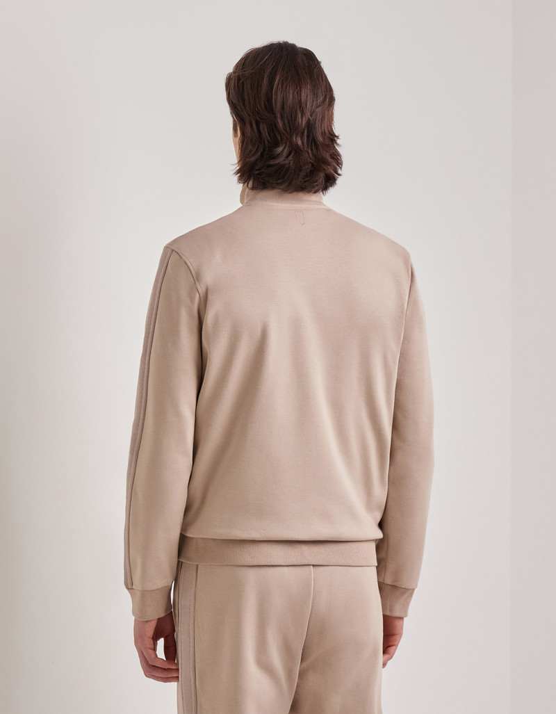 BEIGE COTTON BLEND ZIPPERED SWEATSHIRT 4