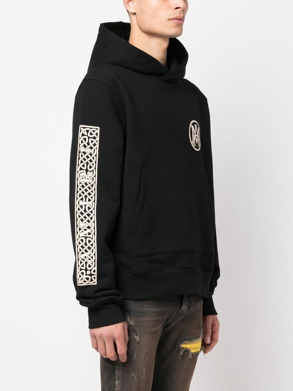 logo-embroidered cotton hoodie - 4
