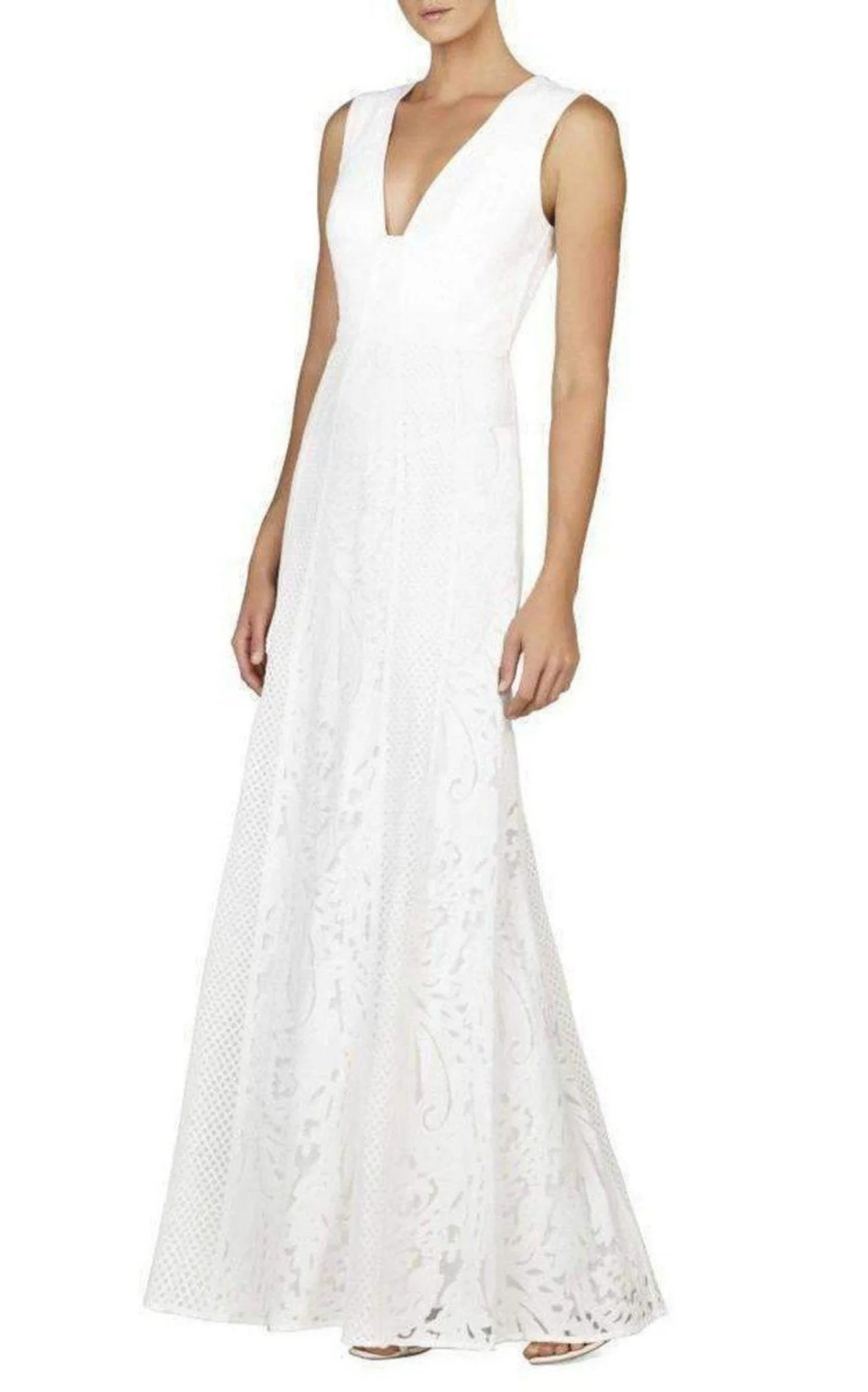Elisia Sleeveless Lace Blocked Gown Dress - 1