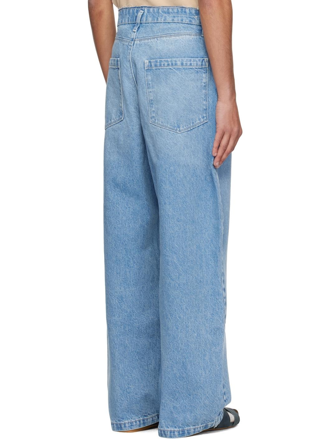 Blue Washed Denim Jeans - 3