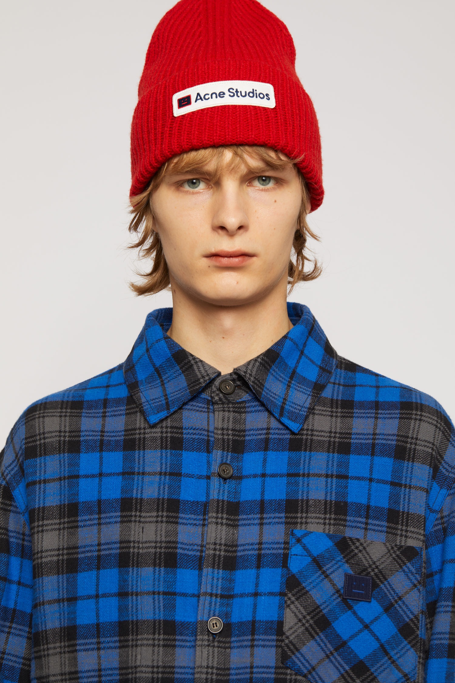 Logo patch wool beanie red - 2