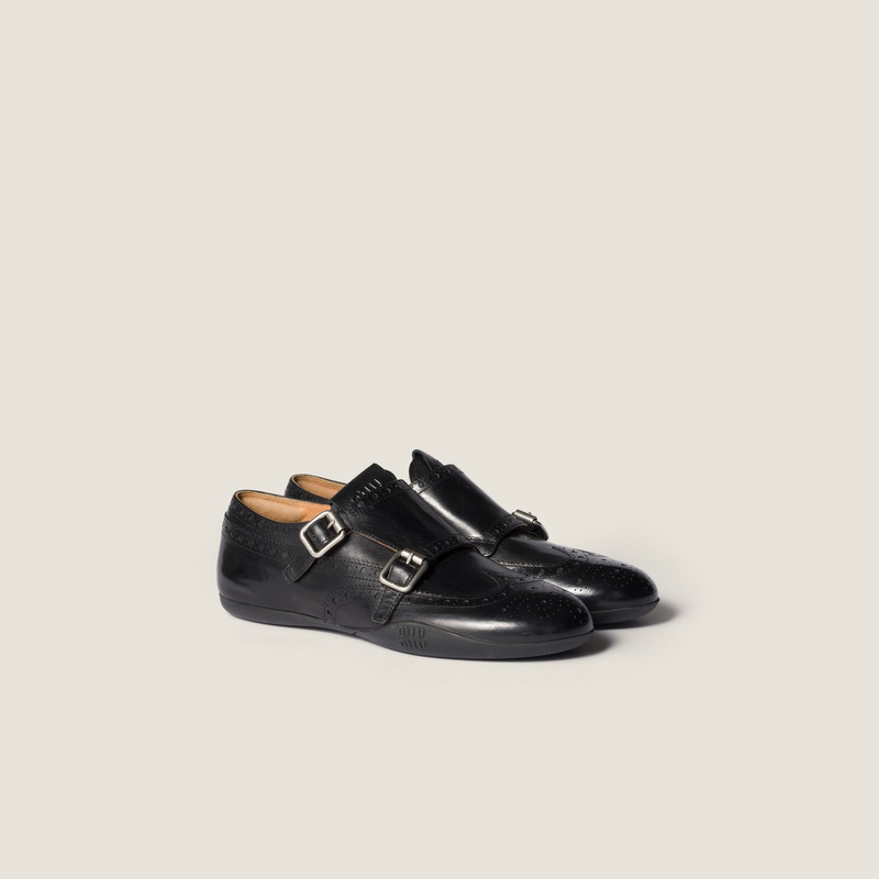 Calf leather brogue shoe with buckles 1