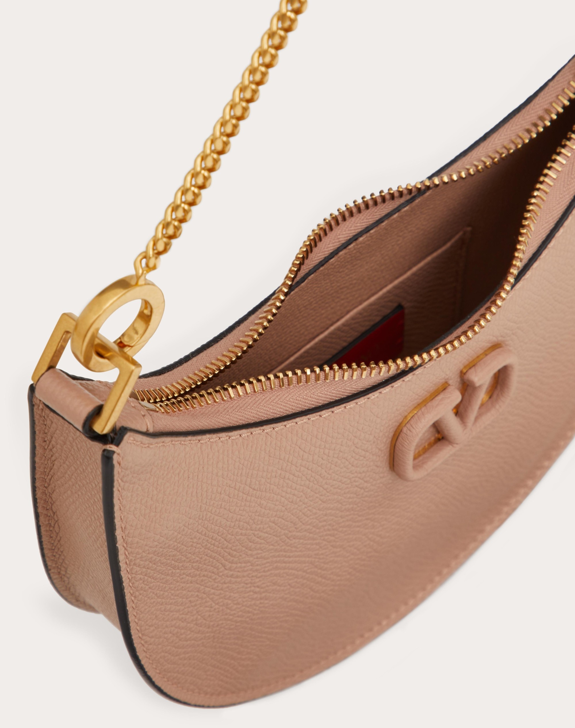 MINI VLOGO SIGNATURE GRAINY CALFSKIN HOBO BAG - 7
