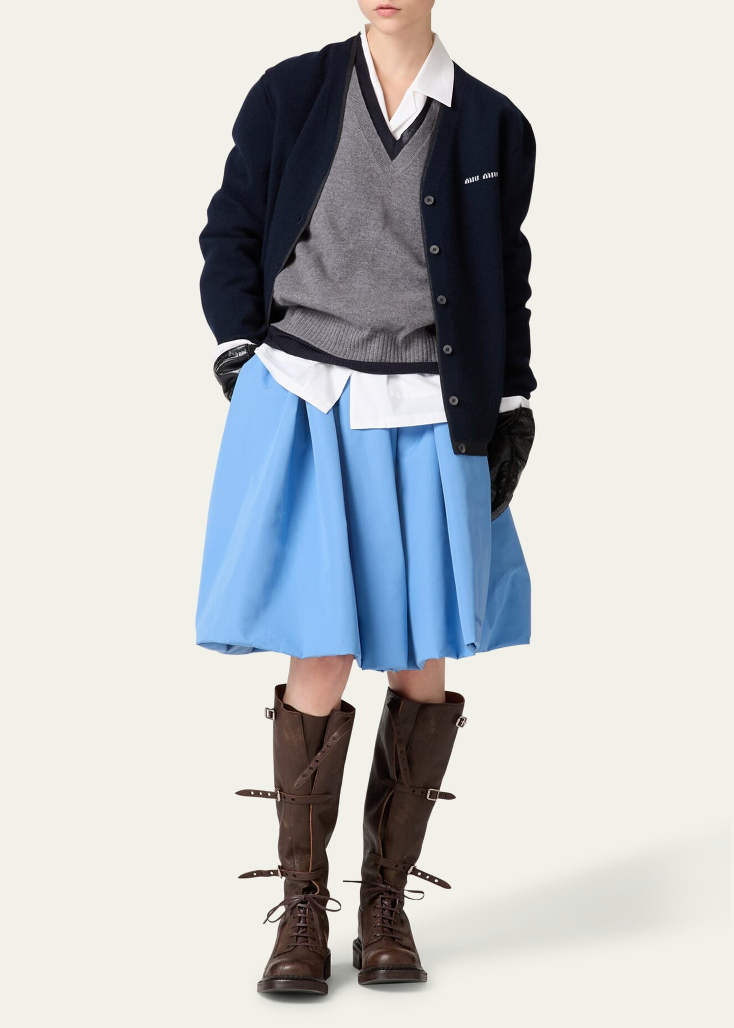 Layered Oversized Cashmere Cardigan Sweater - 2