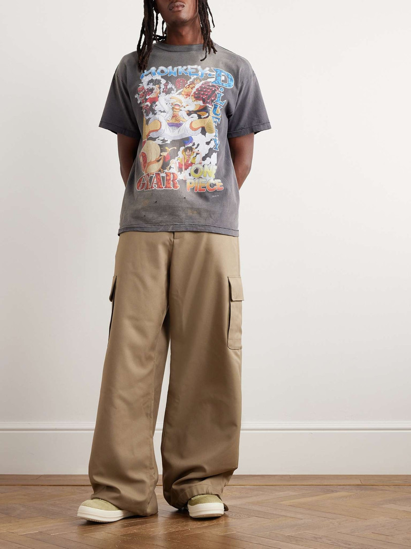 SAINT M×××××× + One Piece Distressed Printed Cotton-Jersey T-Shirt outlook