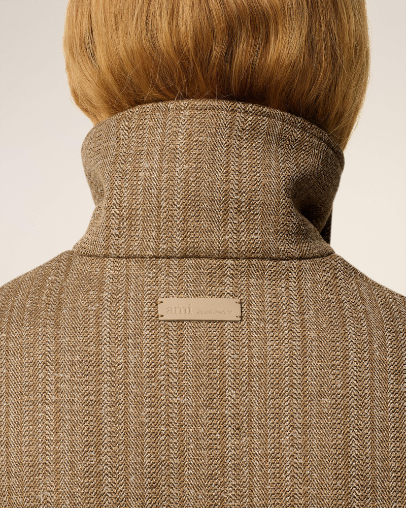 BROWN WOOL HERRINGBONE HARRINGTON JACKET 4