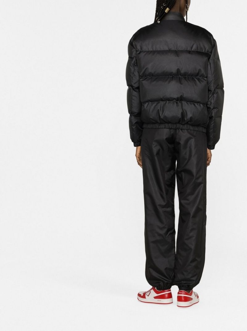 logo-embroidered puffer coat - 4