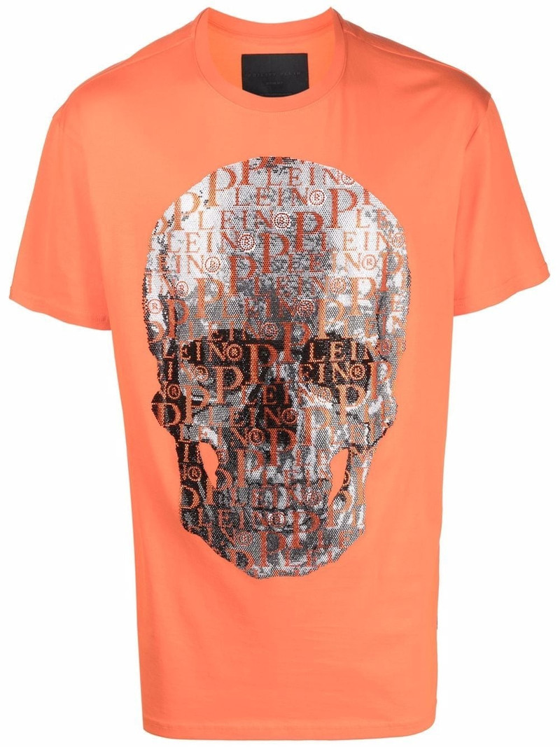 beaded logo-skull T-shirt 1
