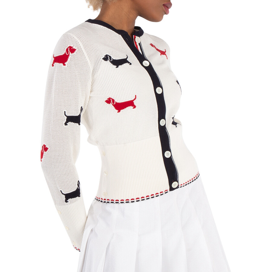 Thom Browne Ladies Cotton Pointelle Hector Cardigan - 3
