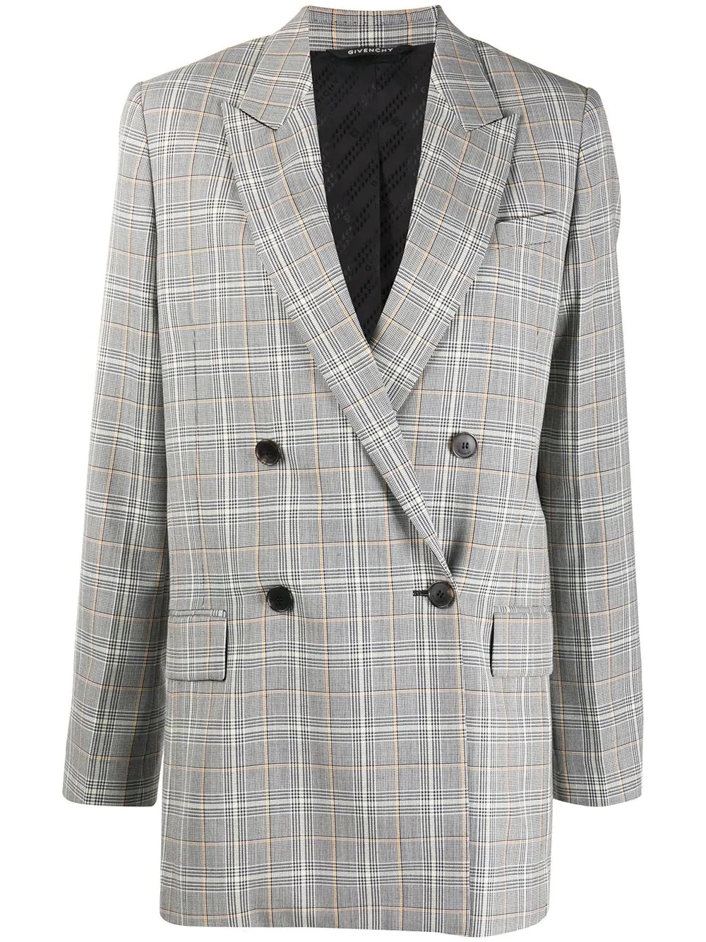 check-pattern double-breasted blazer - 1