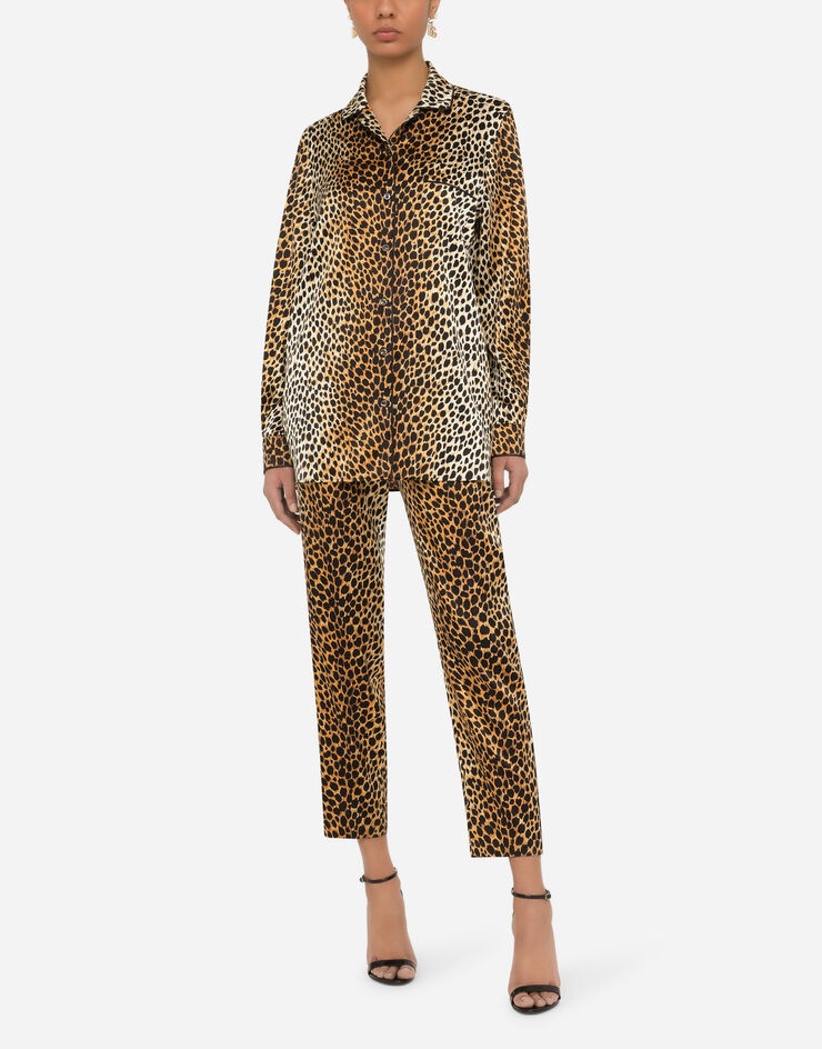 Ocelot-print satin pajama shirt - 6