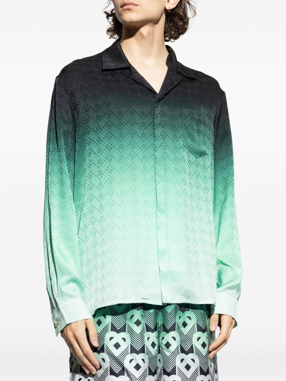 gradient pattern silk shirt - 3