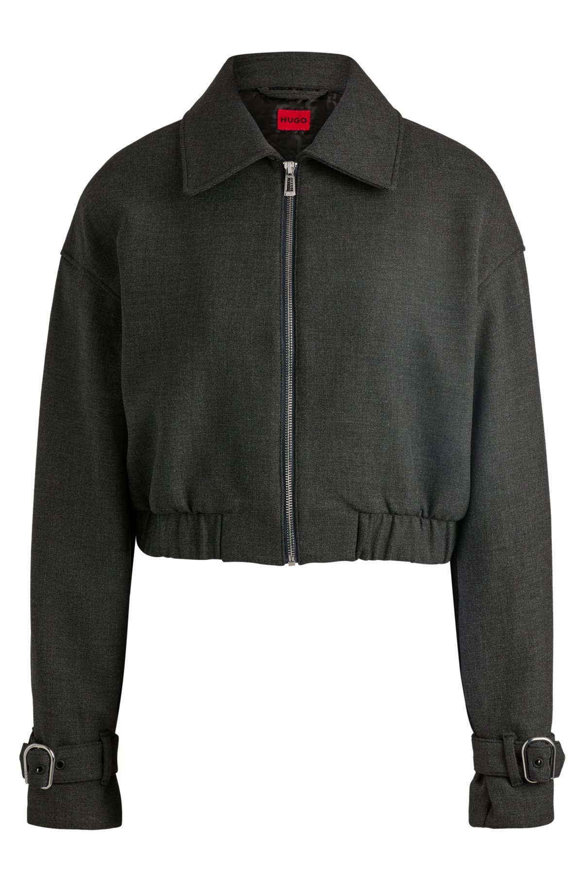 COLLARED JACKET WITH BUCKLED CUFFS - 1