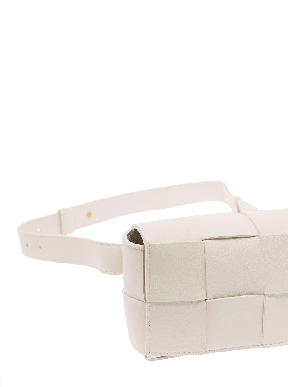 Bottega Veneta Women 'Casettte' Mini White Belt Bag With Intreccio Motif In Smooth Leather Woman - 4