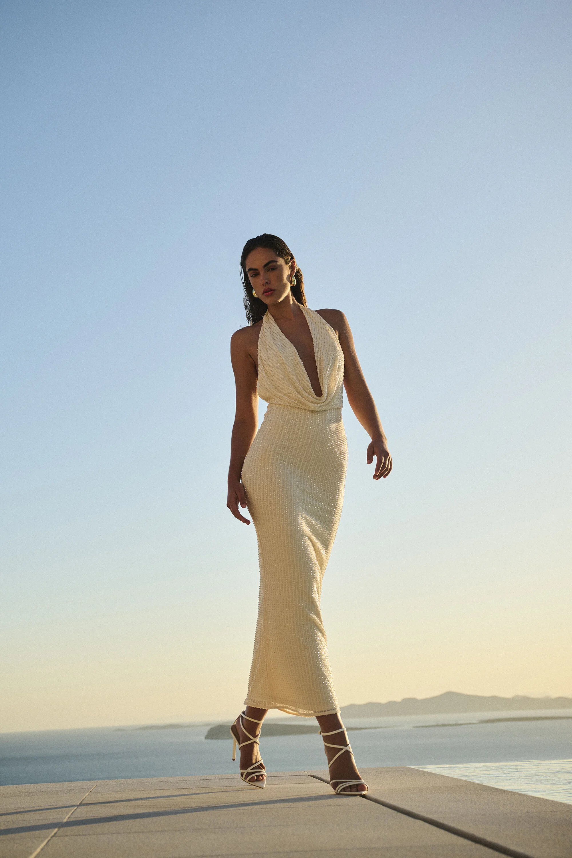 Nola Sequin Cowl Maxi Dress In Buttercup - 1