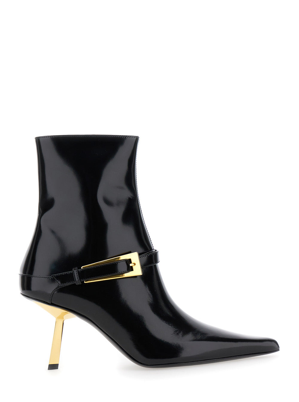 Saint Laurent Women 'Lee' Black Ankle Boots With Buckle Detail In Patent Leather Woman - 1