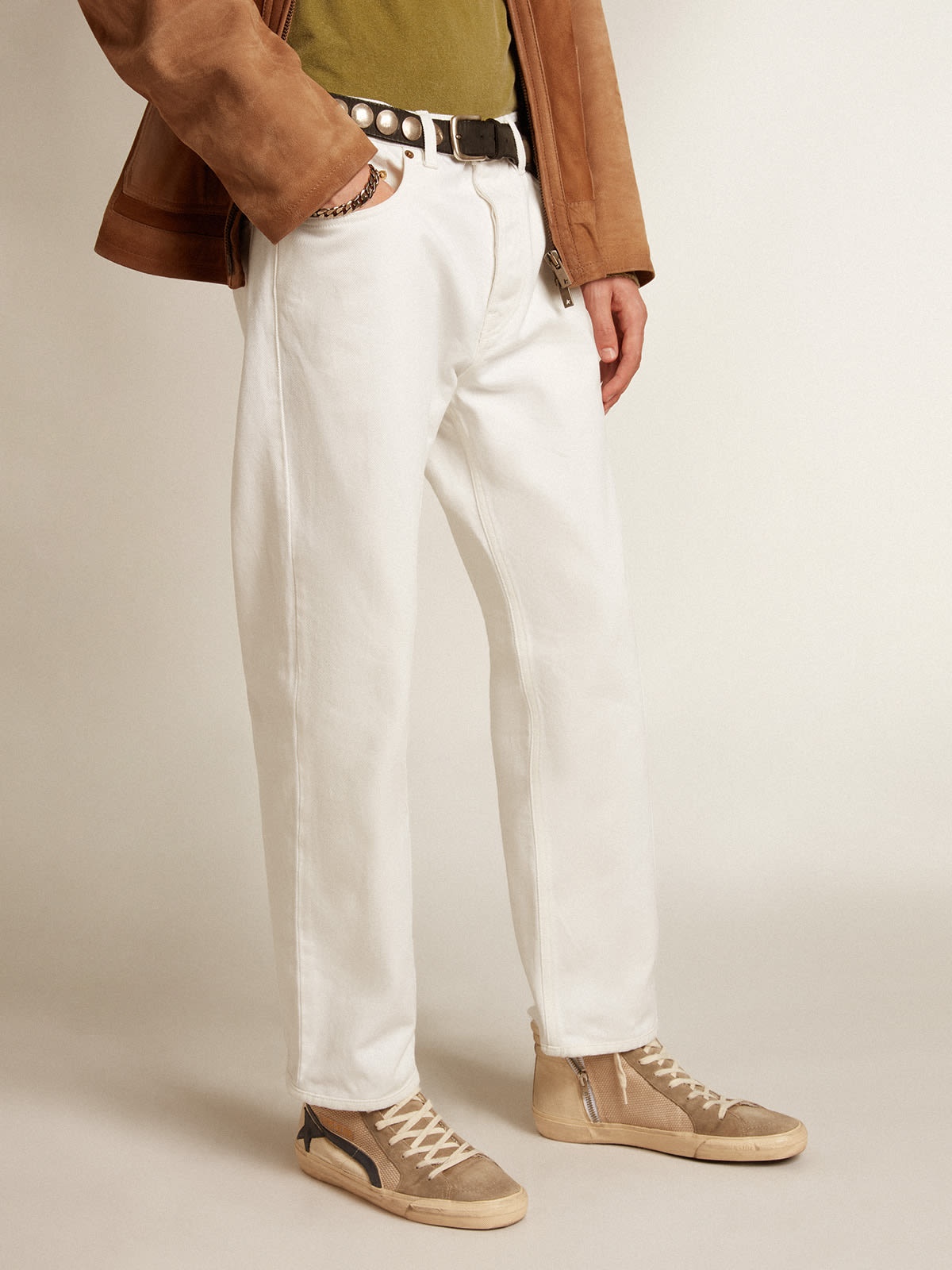 Stonewashed-effect white jeans - 2