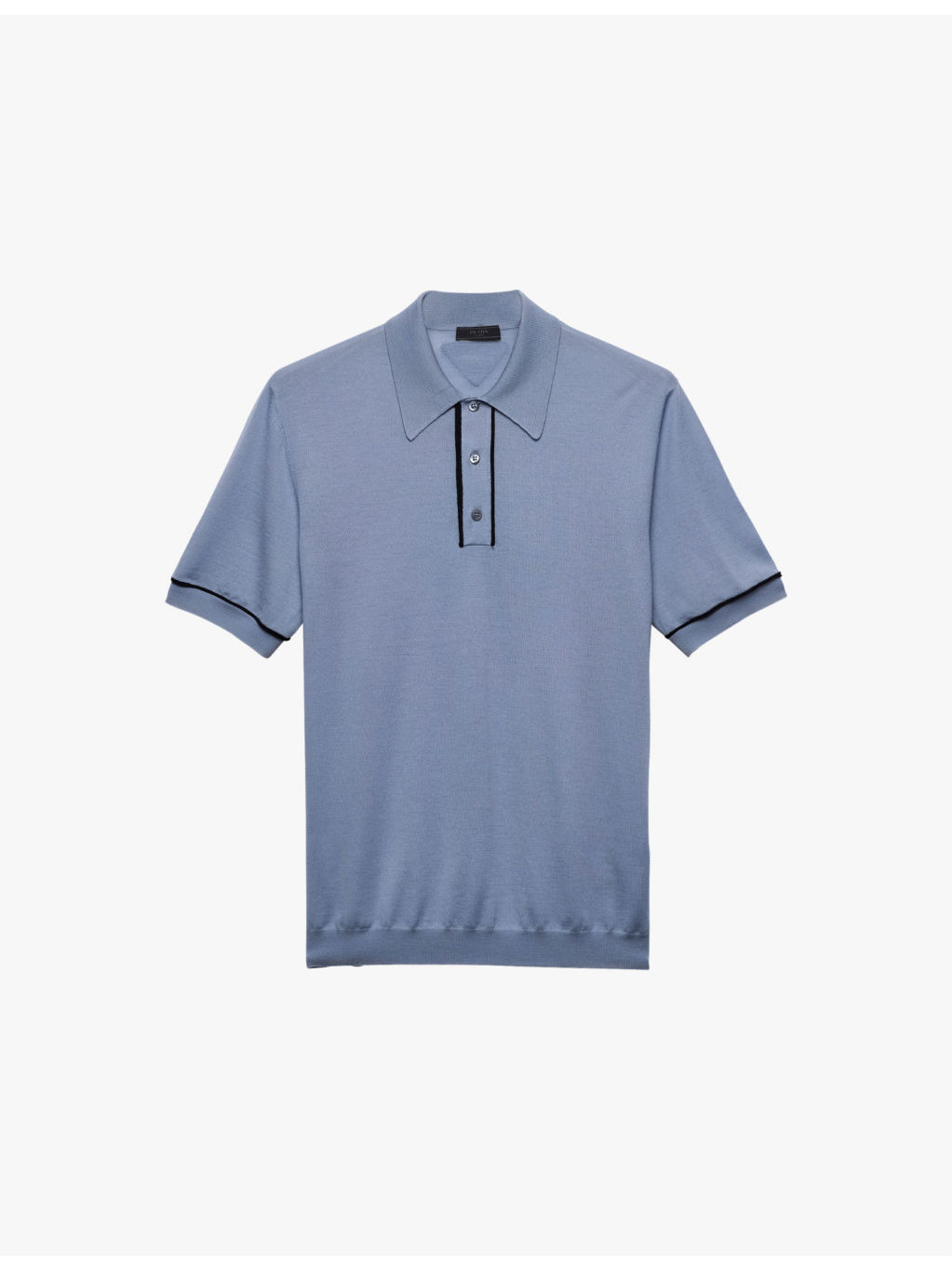 Contrast-piping regular-fit wool polo shirt - 1
