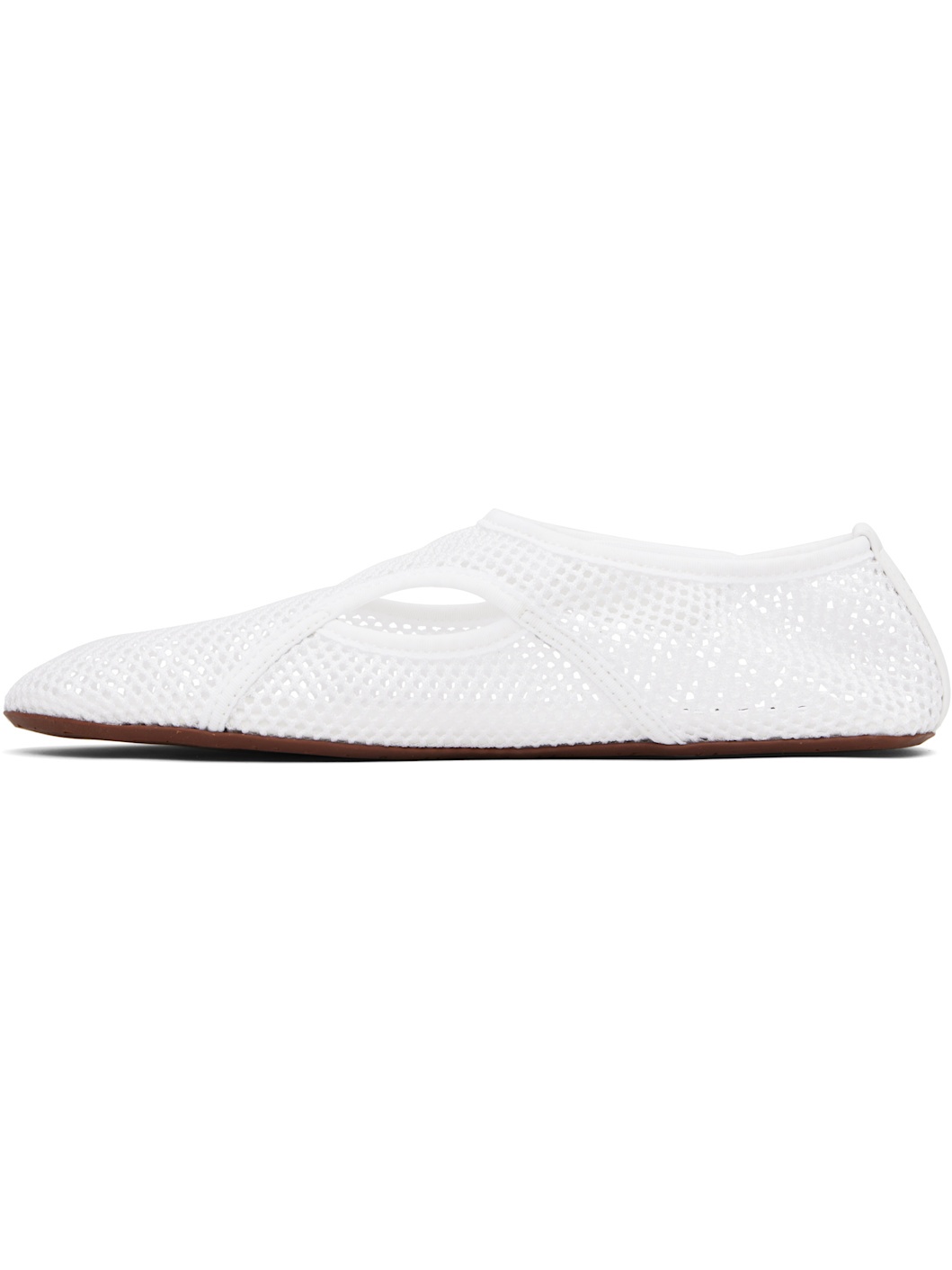 White Fishnet Ballerina Flats - 3
