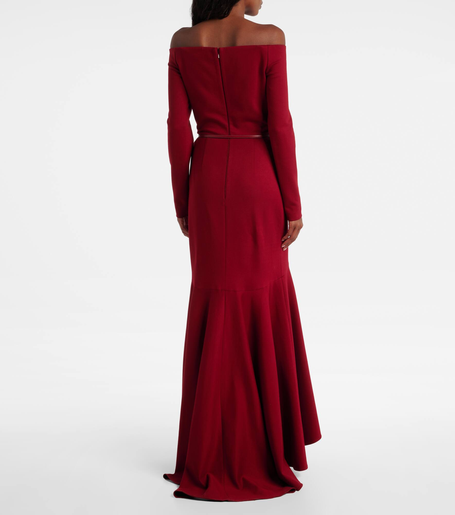 Belted off-shoulder jersey gown - 3