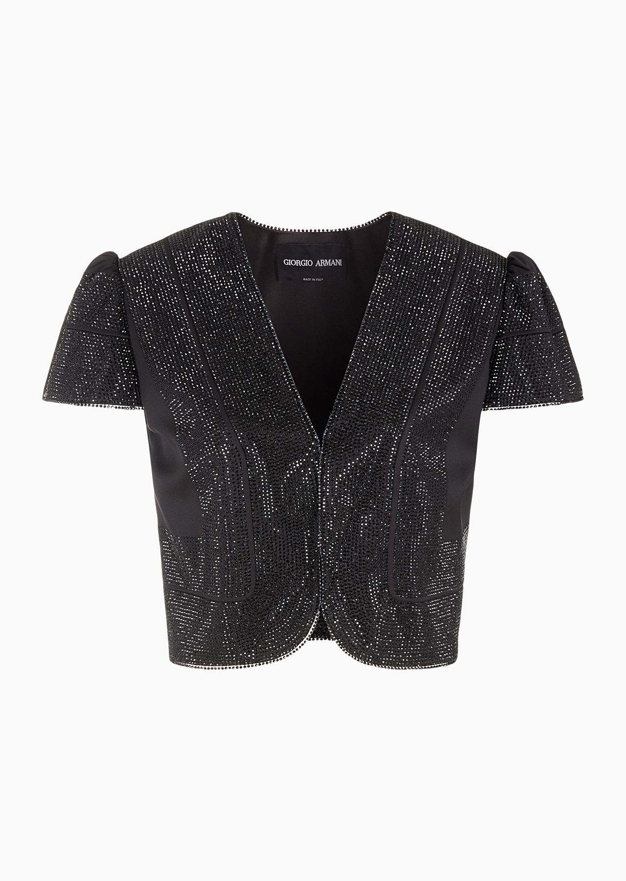 Short silk jacket with pavé crystals - 1