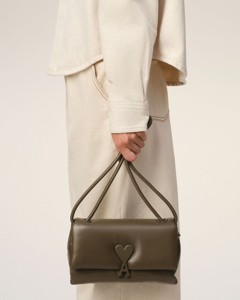 AMI Paris KHAKI LEATHER VOULEZ-VOUS BAG outlook