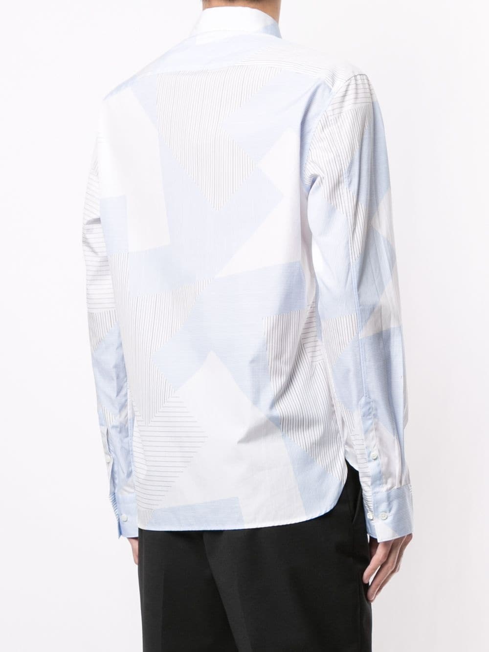 geometric pinstripe print shirt - 4