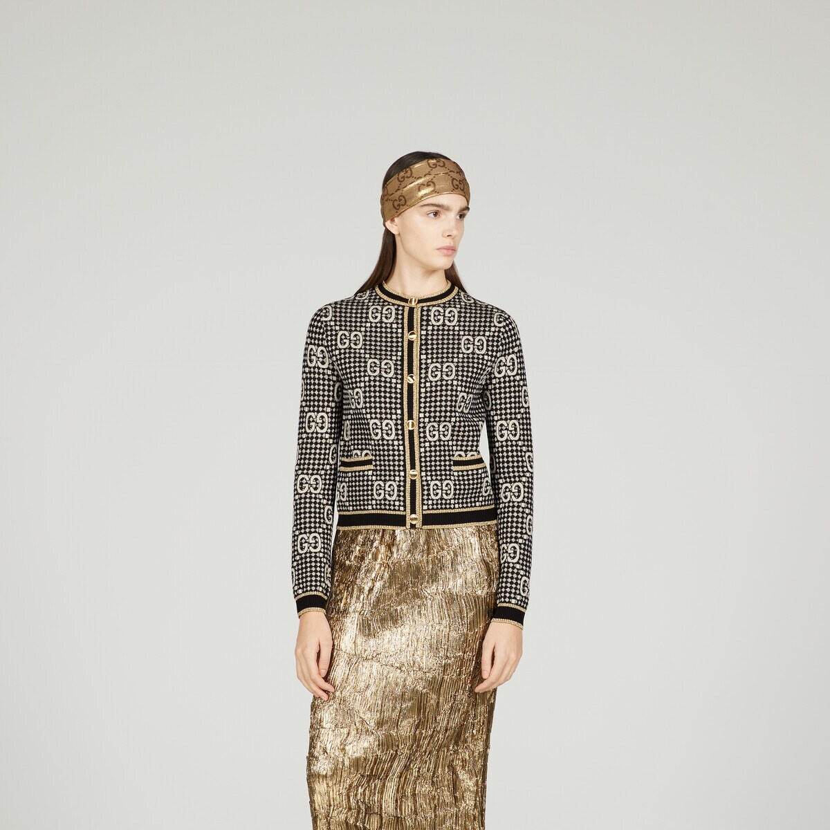 GG wool blend jacquard cardigan - 5