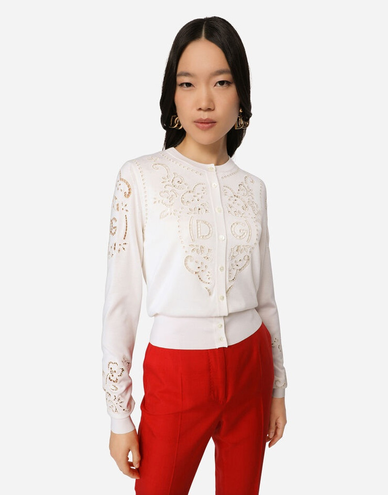 Silk cardigan with DG openwork embroidery 3