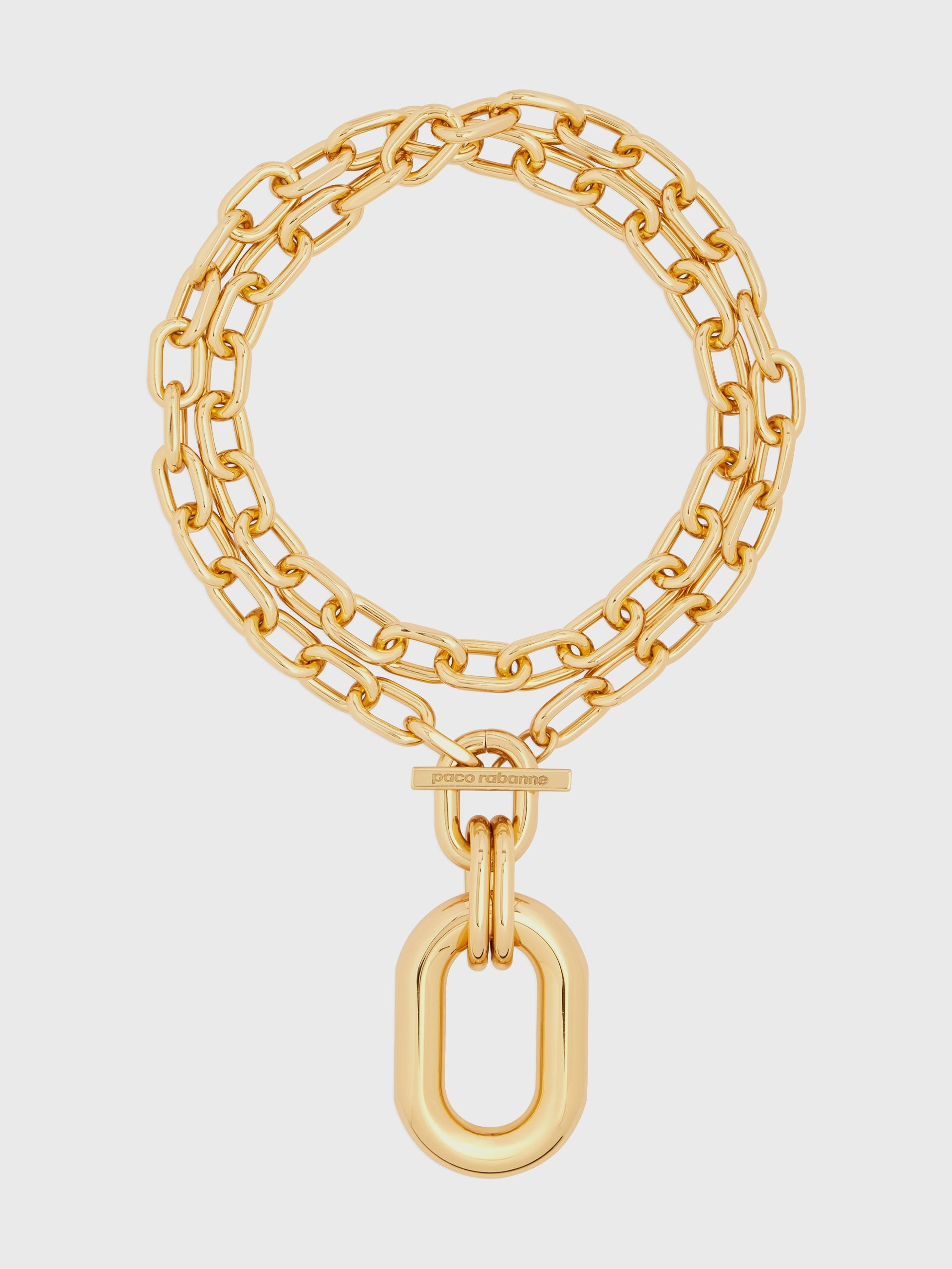 GOLD DOUBLE XL LINK NECKLACE WITH PENDANT - 1