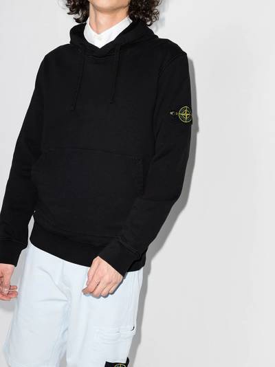 Stone Island logo-patch cotton hoodie outlook