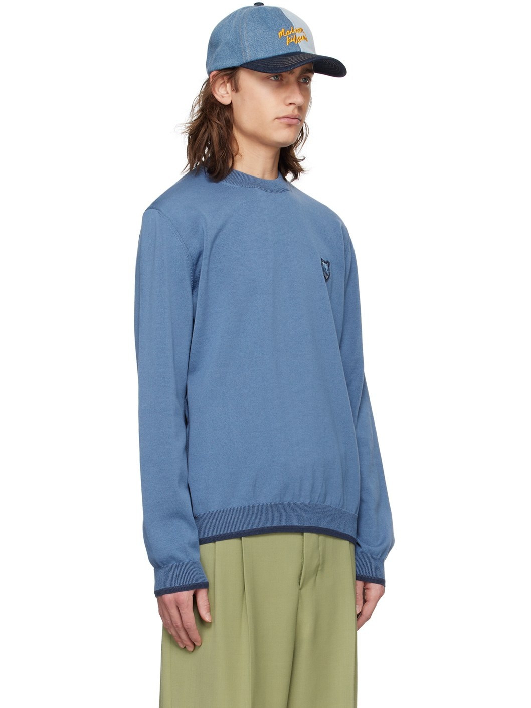 Blue Bold Fox Head Sweater - 2