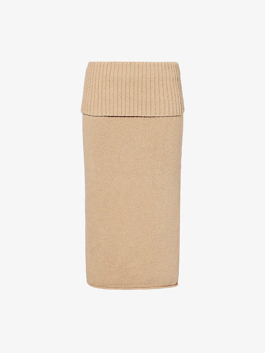 Courtney fold-over cotton-blend midi skirt - 1