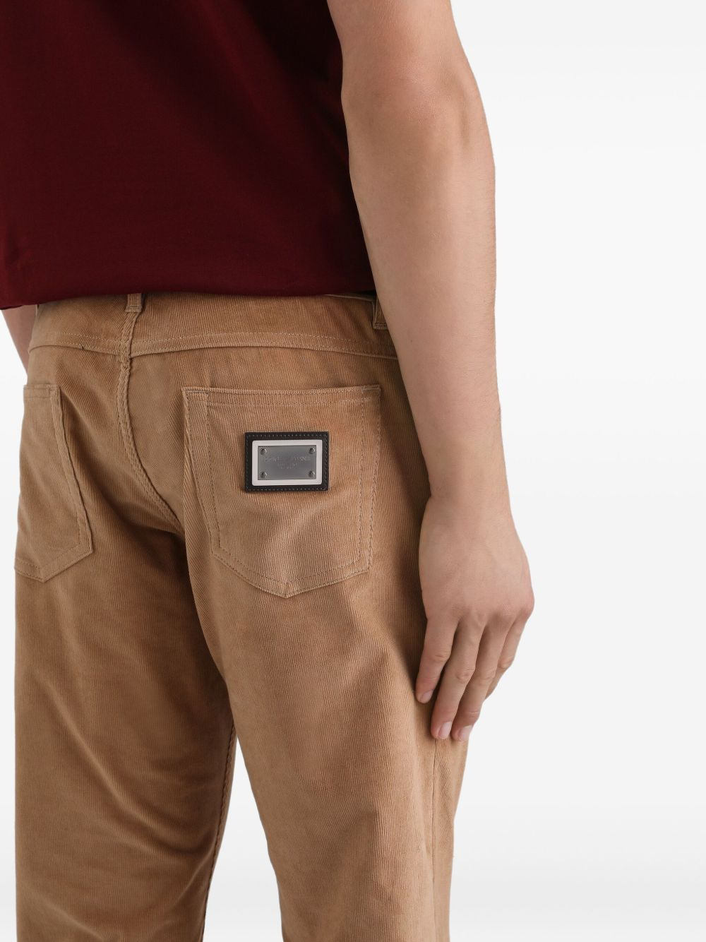 corduroy logo-plaque trousers - 5
