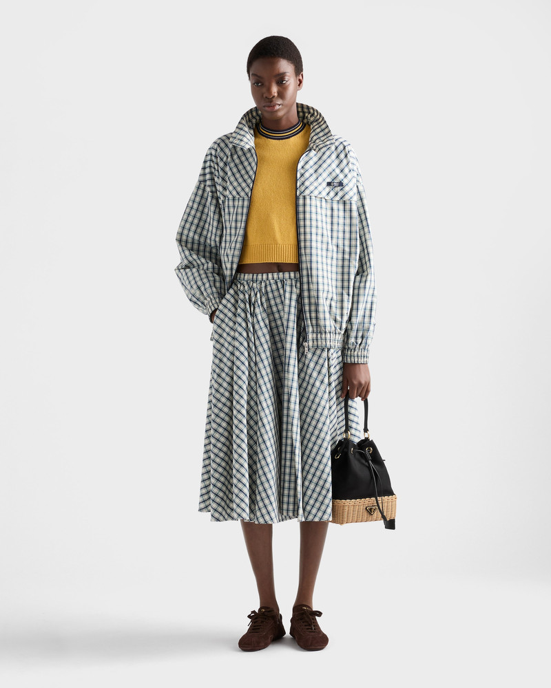 Wicker and canvas bucket bag 8