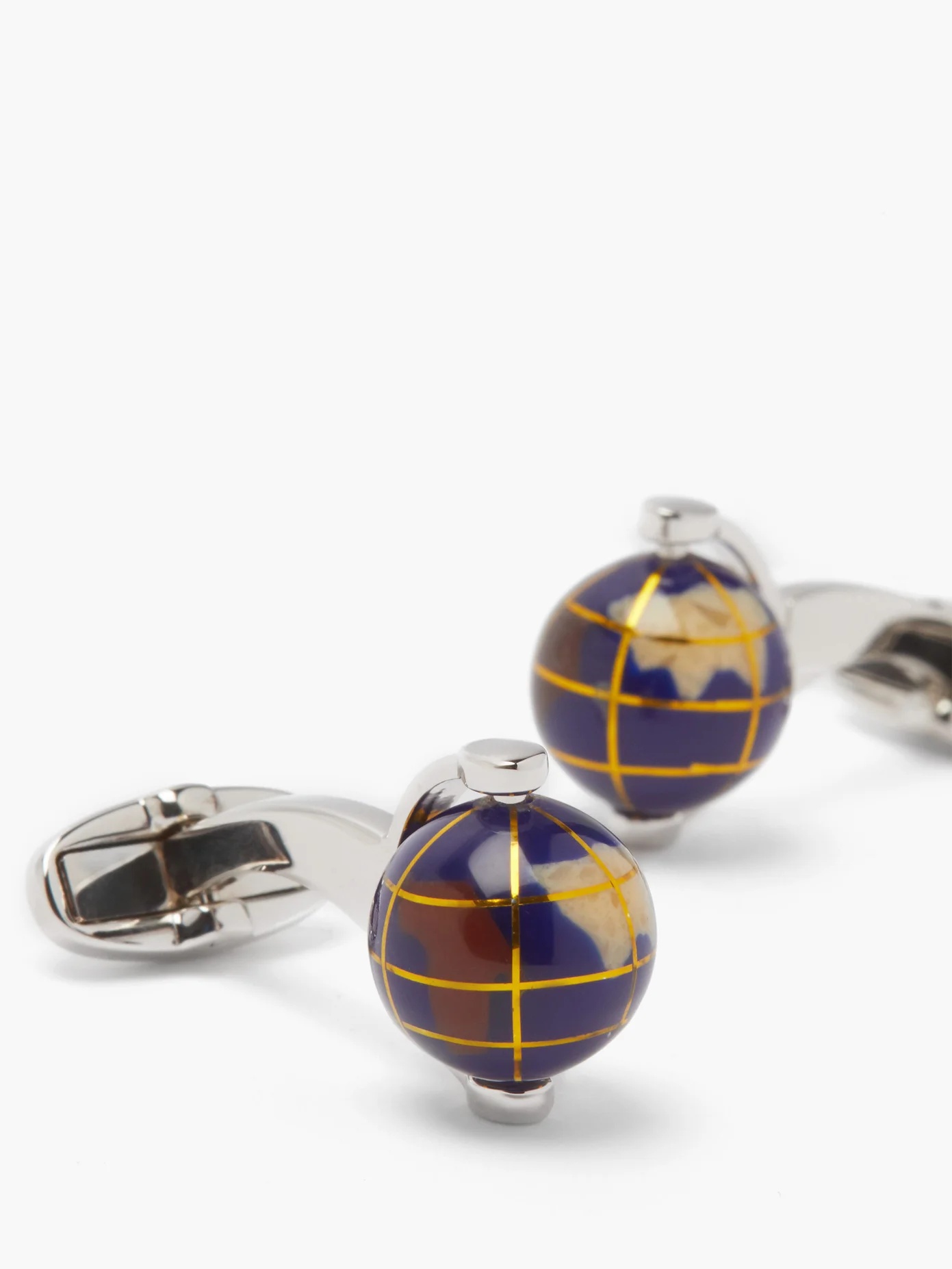 Spinning-globe metal and resin cufflinks - 3