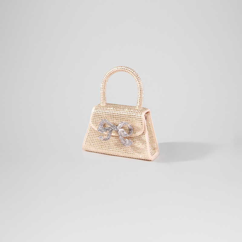 self-portrait Gold Rhinestone Micro Bow Bag outlook