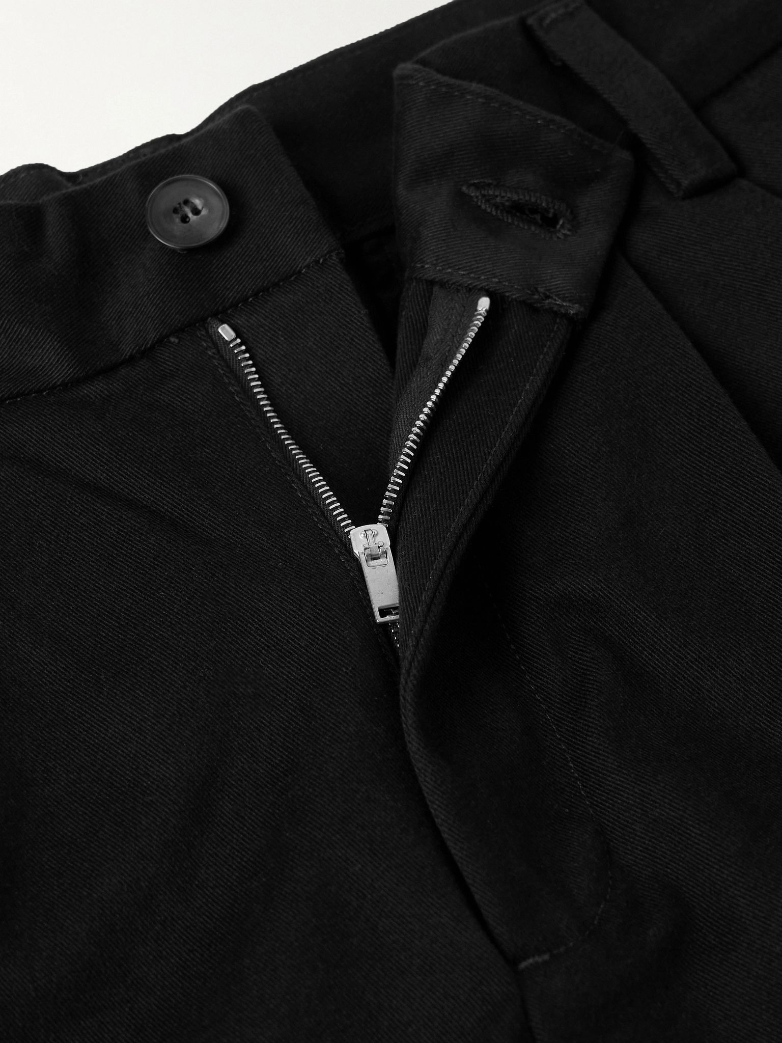 Slater Straight-Leg Pleated Cotton-Twill Trousers Black - 6