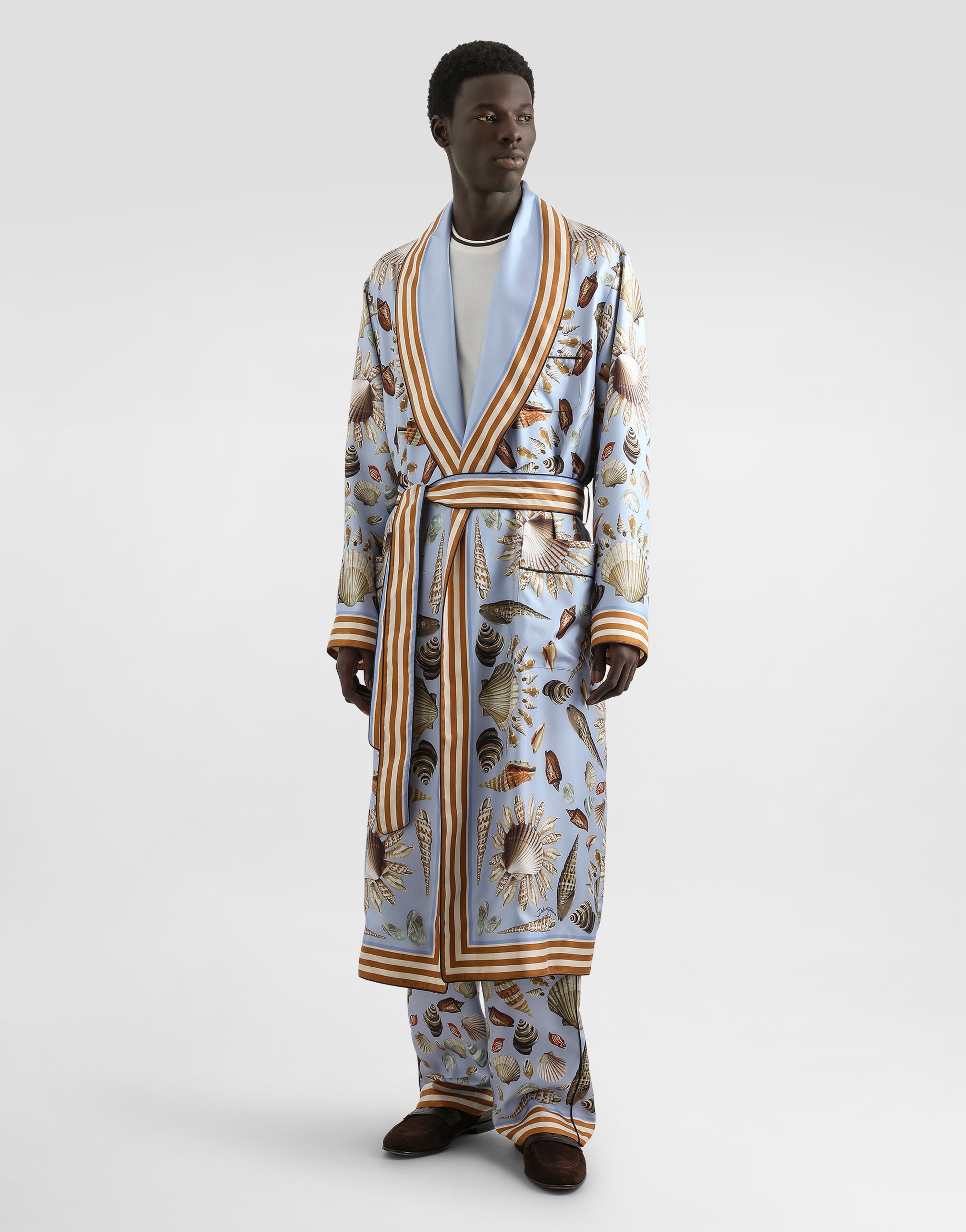 Shell-print silk twill trousers - 4