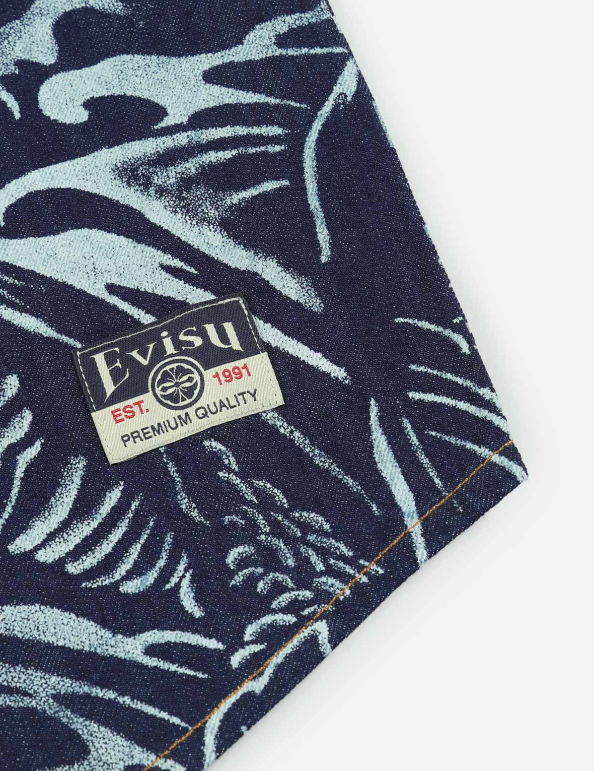 ALLOVER SEAGULL AND CARP EXTRACTED PRINT LOOSE FIT DENIM SHIRT - 10