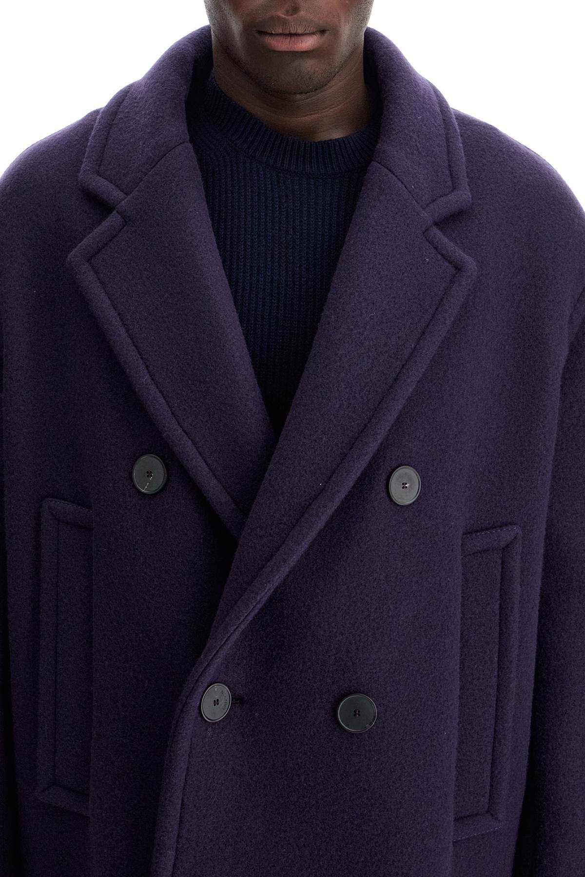 Double Breasted Heavy Wool Coat - 2