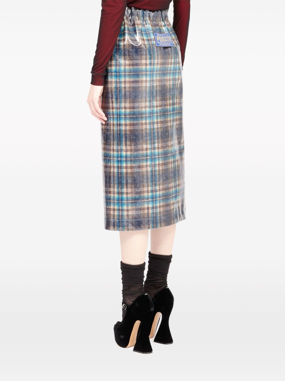 x Pendleton checked lacquered skirt - 7