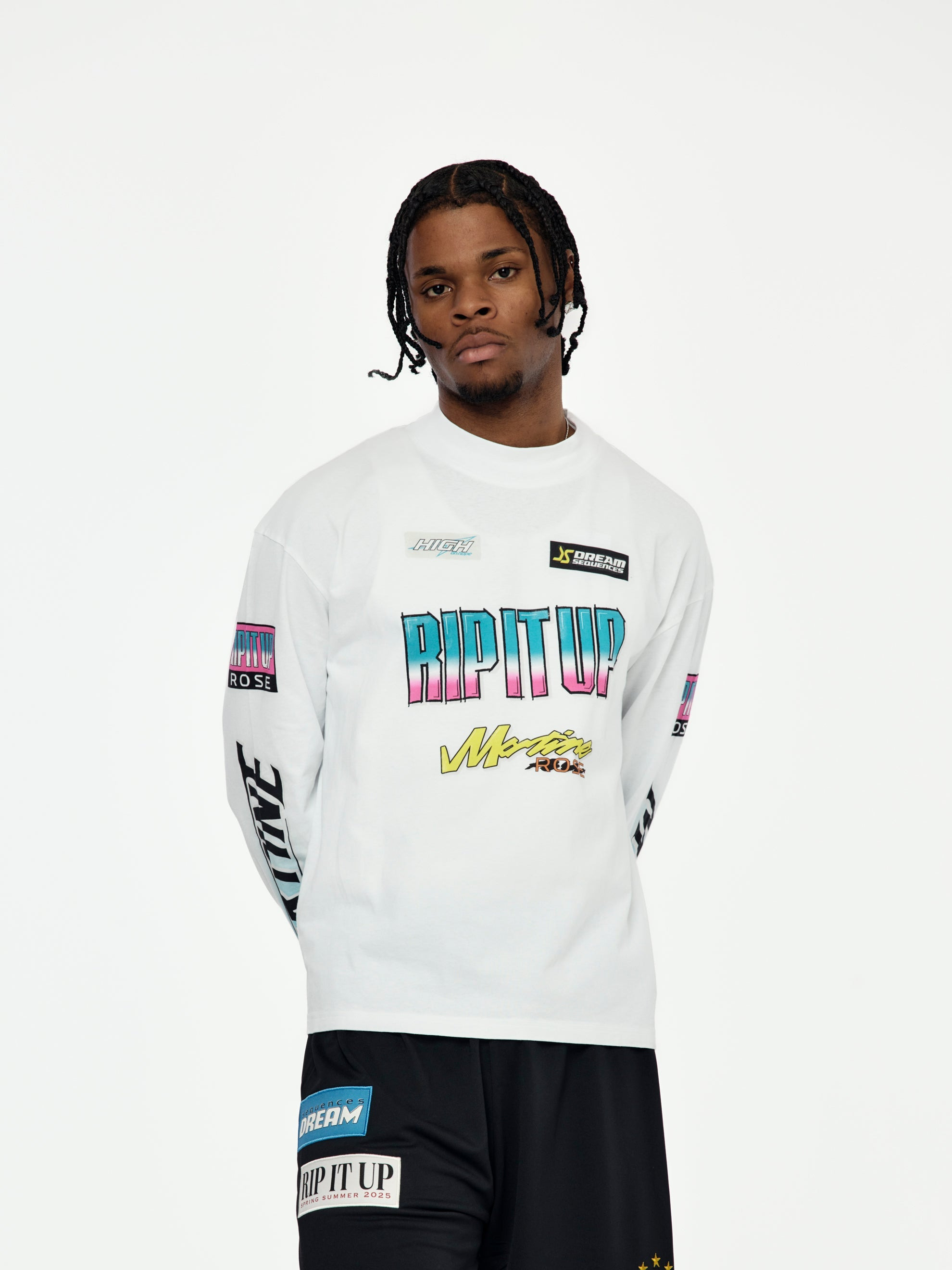 BMX FUNNEL NECK L/S T-SHIRT (WHITE) - 1
