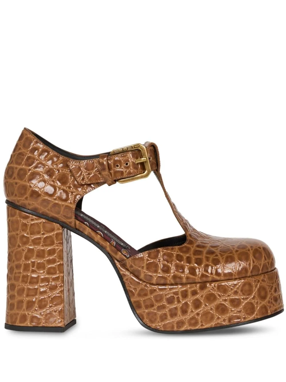 110mm crocodile-embossed platform pumps - 1