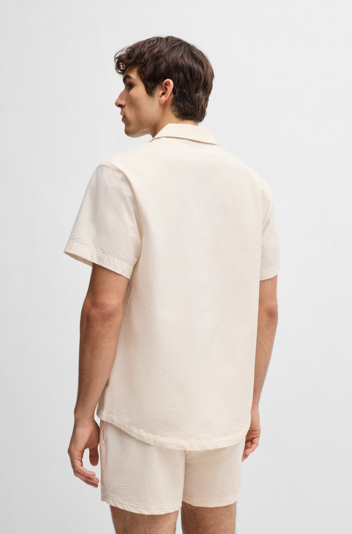 REGULAR-FIT BEACH SHIRT IN SEERSUCKER FABRIC - 3