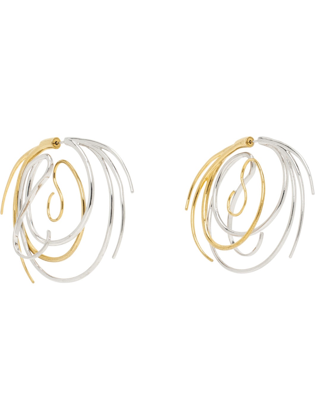 Silver & Gold Vortice Large Earrings - 2