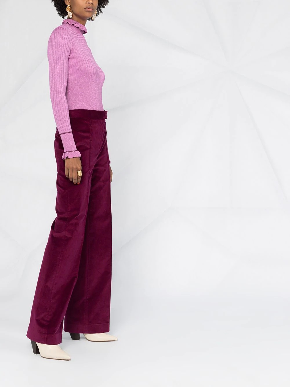 corduroy wide-leg trousers - 4