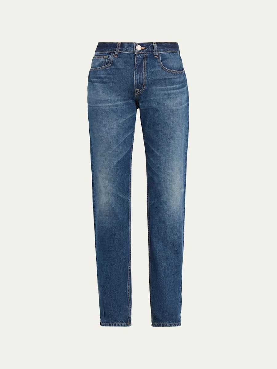 Beau Buckle-Waist Straight-Leg Jeans - 1
