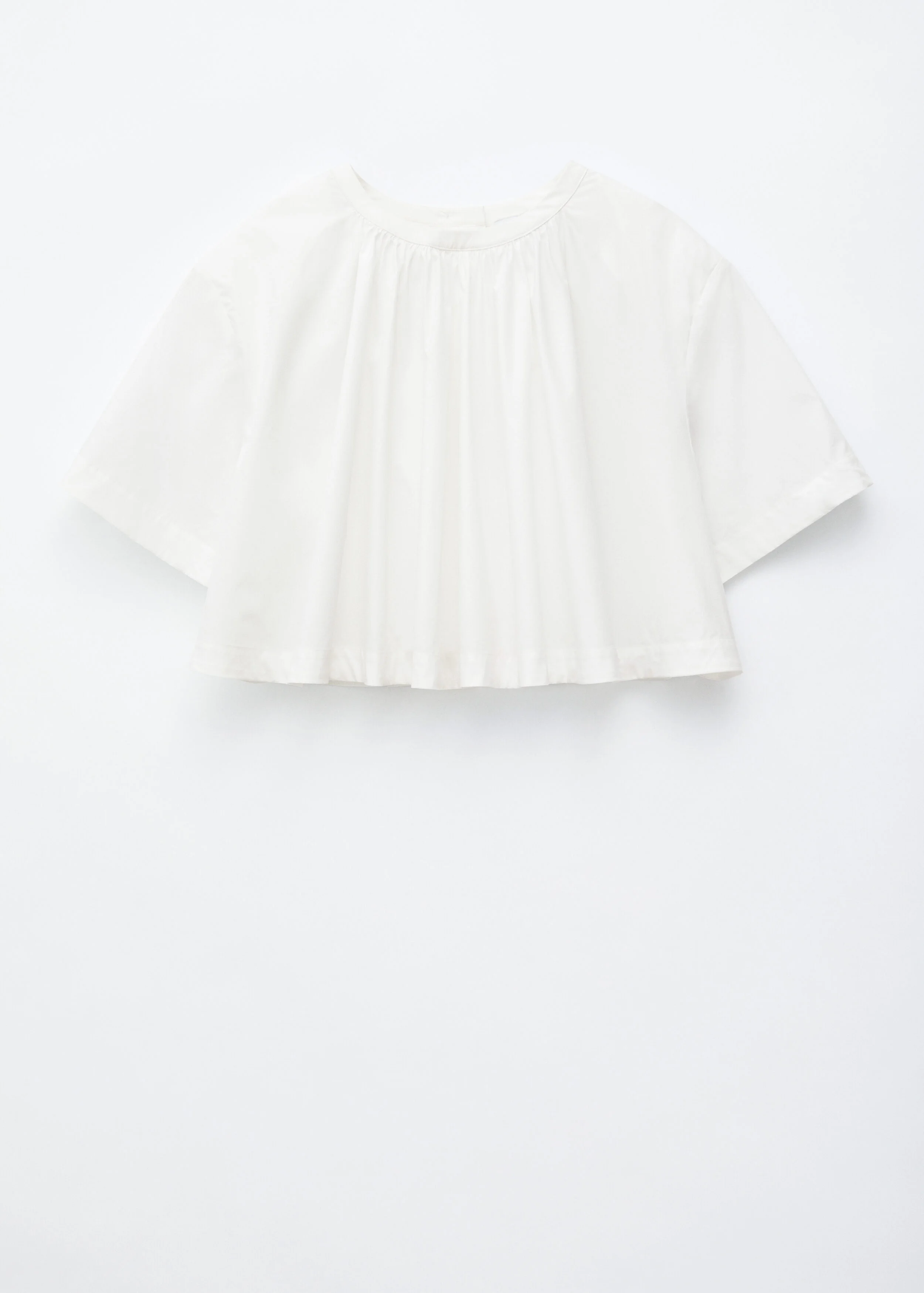 Gathered Cotton Crop Blouse - 1