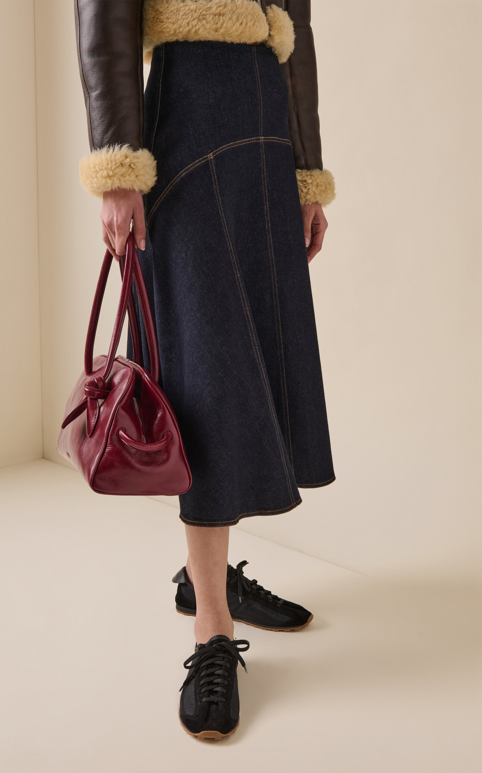 The de-Nîmes Triangle Denim Midi Skirt navy - 3